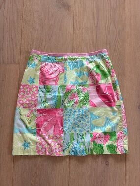 LILLY PULITZER CLASSIC!  Patchwork  Mini Skirt in Pink, Green, Blue & Yellow!